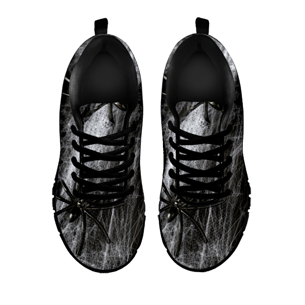 Toy Spiders And Cobweb Print Black Sneakers