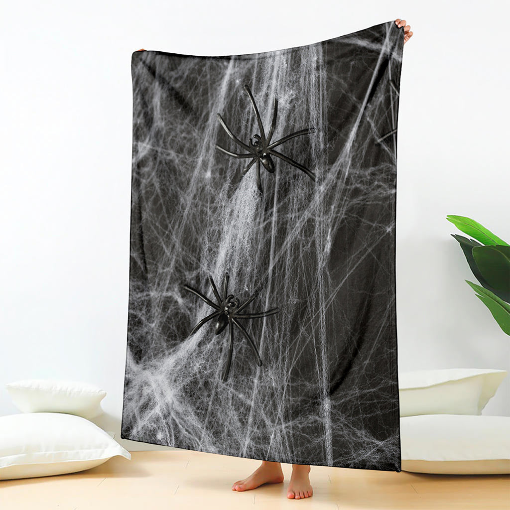 Toy Spiders And Cobweb Print Blanket