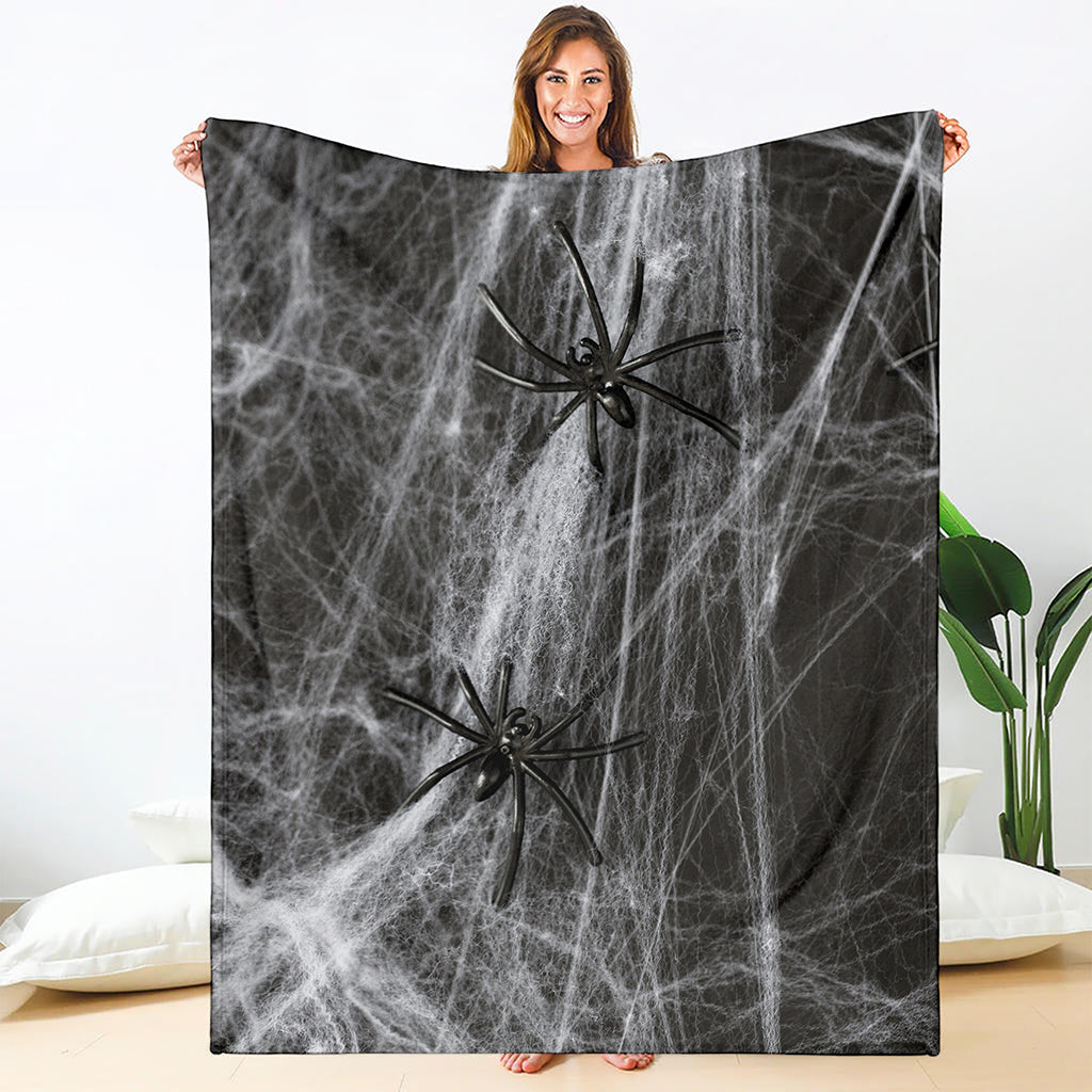 Toy Spiders And Cobweb Print Blanket