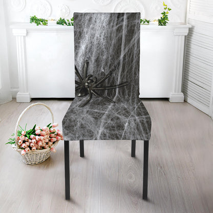 Toy Spiders And Cobweb Print Dining Chair Slipcover