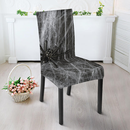 Toy Spiders And Cobweb Print Dining Chair Slipcover