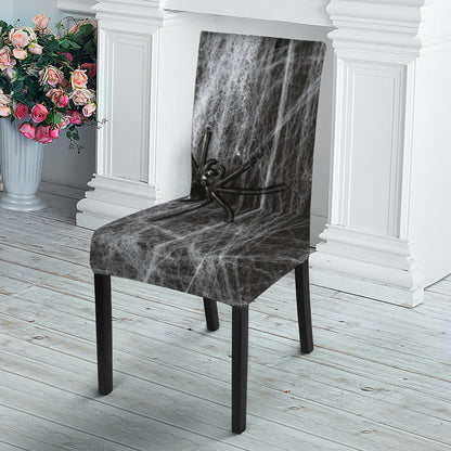 Toy Spiders And Cobweb Print Dining Chair Slipcover