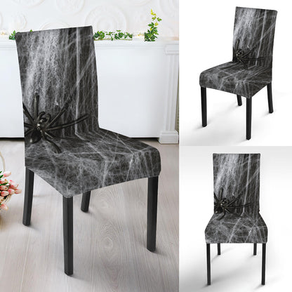 Toy Spiders And Cobweb Print Dining Chair Slipcover