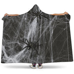 Toy Spiders And Cobweb Print Hooded Blanket
