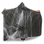 Toy Spiders And Cobweb Print Hooded Blanket