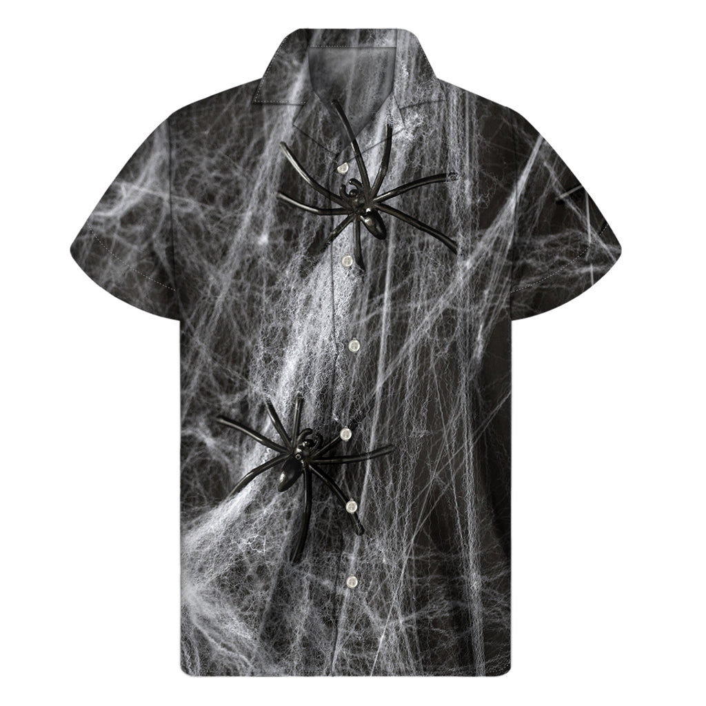 Toy Spiders And Cobweb Print Men's Short Sleeve Shirt
