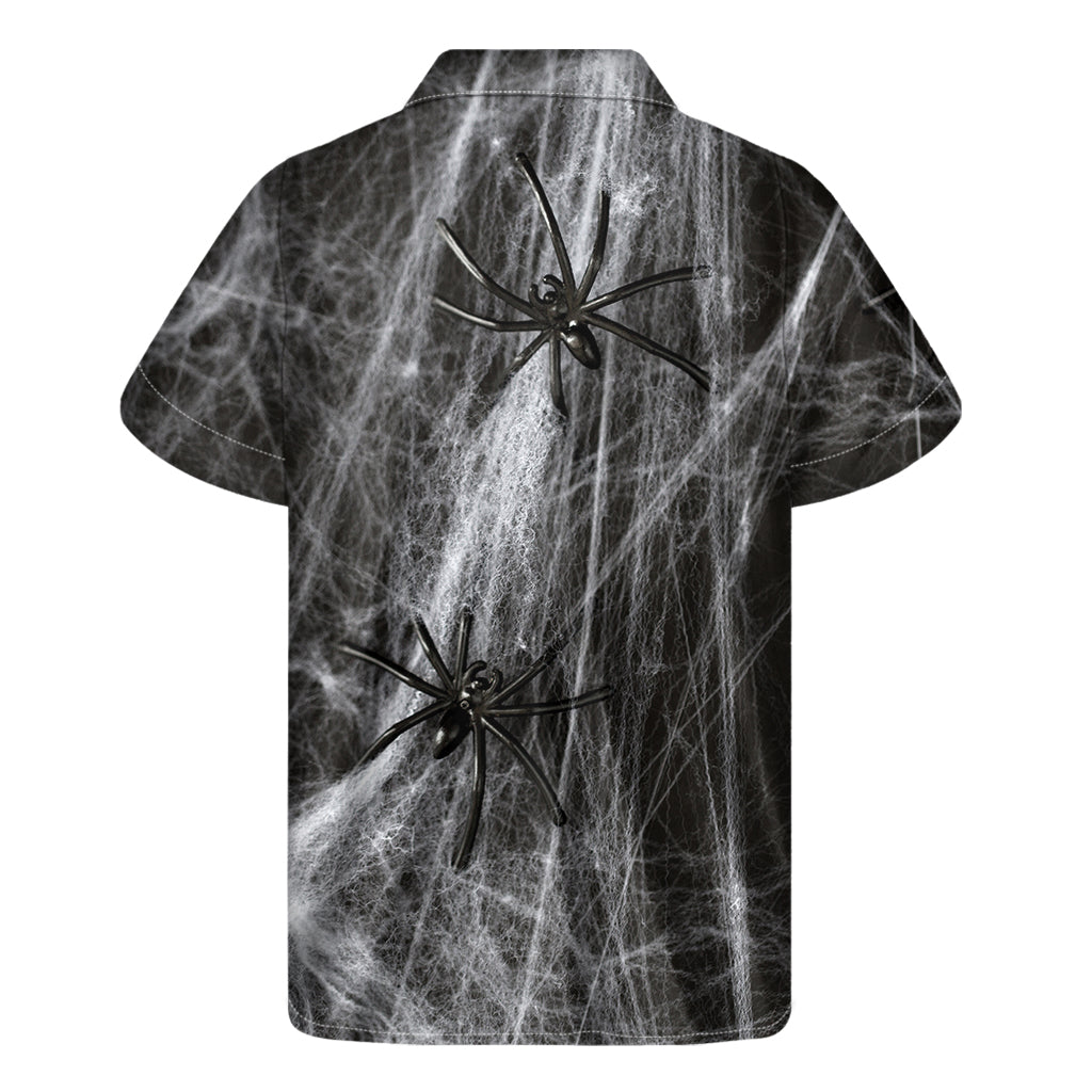 Toy Spiders And Cobweb Print Men's Short Sleeve Shirt