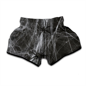 Toy Spiders And Cobweb Print Muay Thai Boxing Shorts