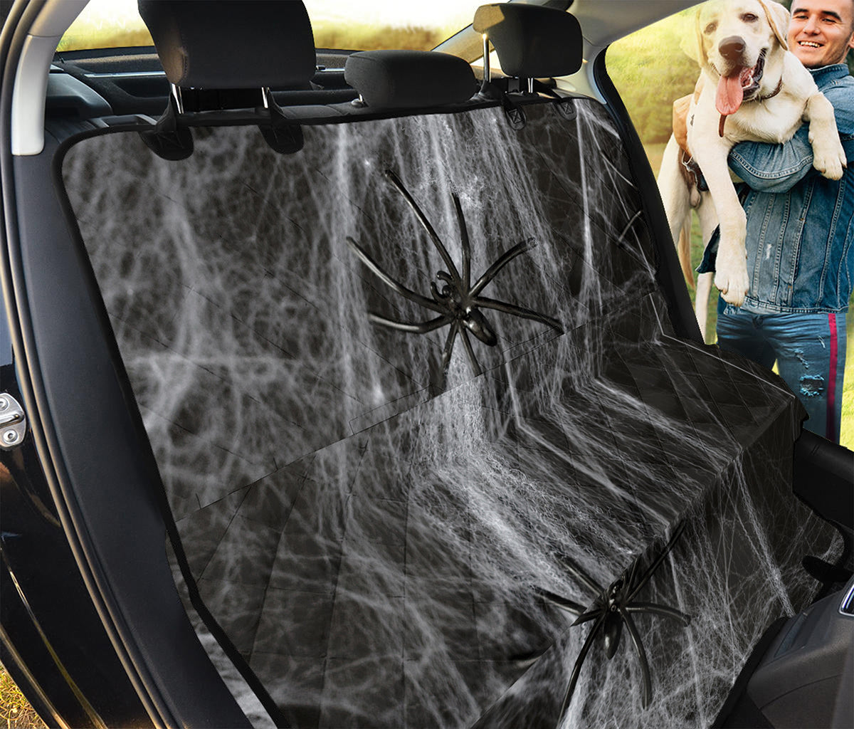 Toy Spiders And Cobweb Print Pet Car Back Seat Cover