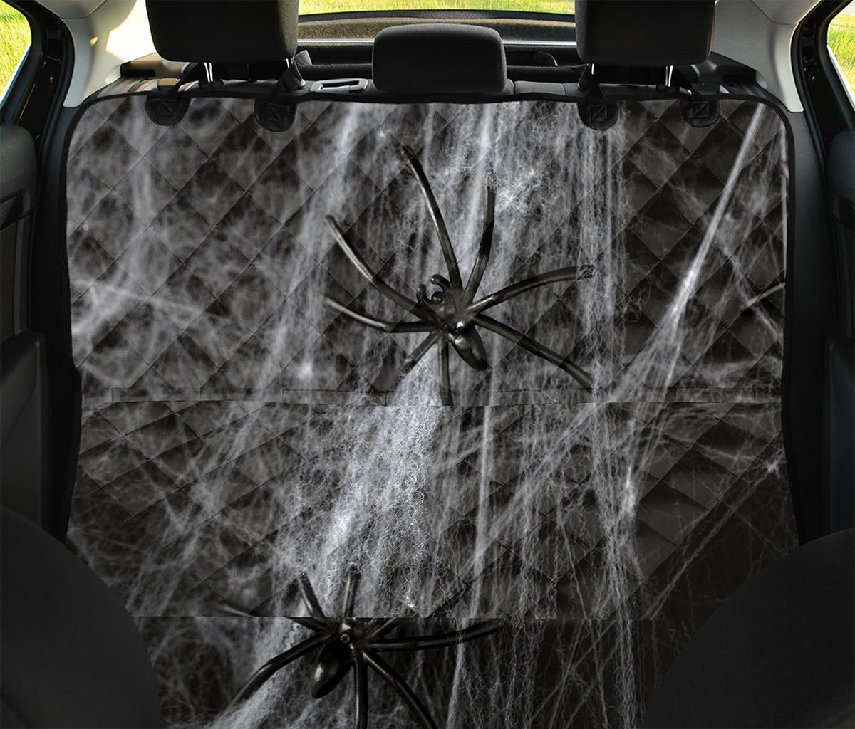 Toy Spiders And Cobweb Print Pet Car Back Seat Cover