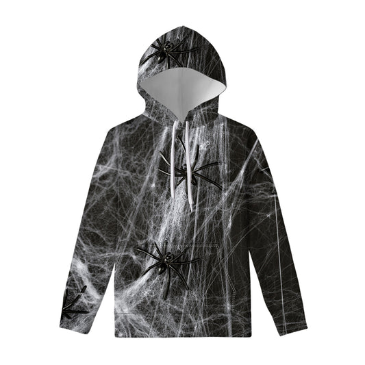 Toy Spiders And Cobweb Print Pullover Hoodie
