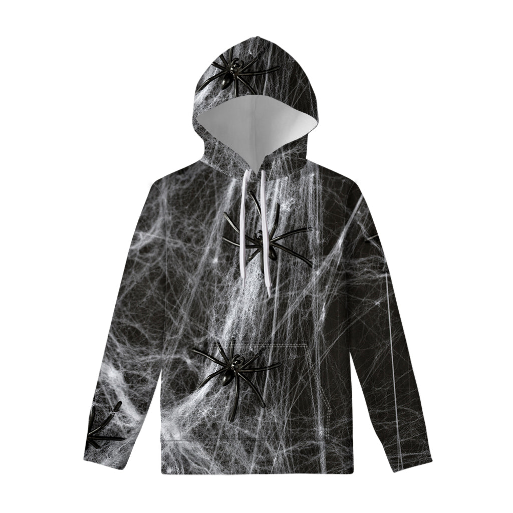 Toy Spiders And Cobweb Print Pullover Hoodie