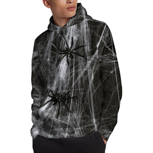 Toy Spiders And Cobweb Print Pullover Hoodie