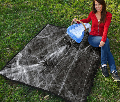 Toy Spiders And Cobweb Print Quilt