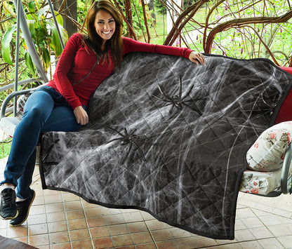 Toy Spiders And Cobweb Print Quilt
