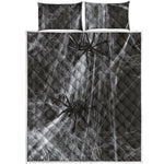 Toy Spiders And Cobweb Print Quilt Bed Set