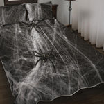 Toy Spiders And Cobweb Print Quilt Bed Set