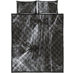 Toy Spiders And Cobweb Print Quilt Bed Set