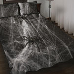 Toy Spiders And Cobweb Print Quilt Bed Set