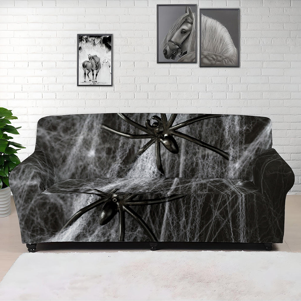 Toy Spiders And Cobweb Print Sofa Cover