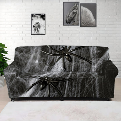 Toy Spiders And Cobweb Print Sofa Cover