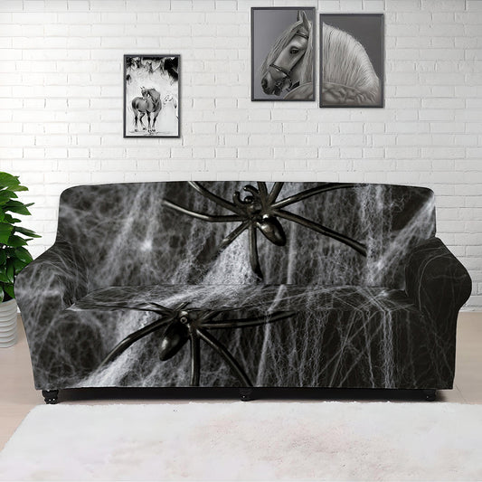 Toy Spiders And Cobweb Print Sofa Cover