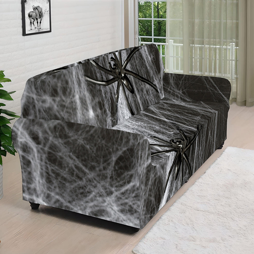 Toy Spiders And Cobweb Print Sofa Cover