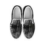 Toy Spiders And Cobweb Print White Slip On Shoes