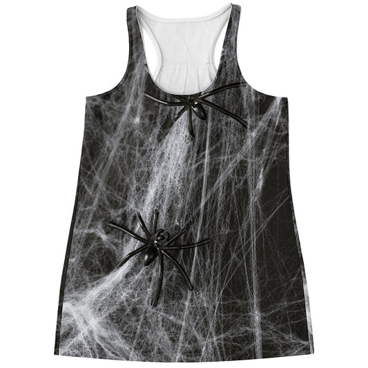 Toy Spiders And Cobweb Print Women's Racerback Tank Top