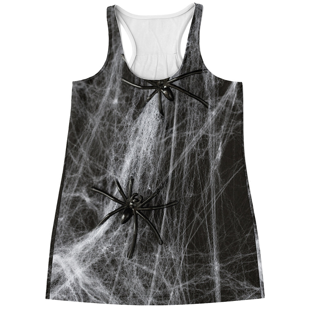 Toy Spiders And Cobweb Print Women's Racerback Tank Top