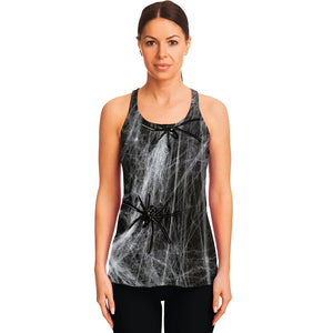 Toy Spiders And Cobweb Print Women's Racerback Tank Top