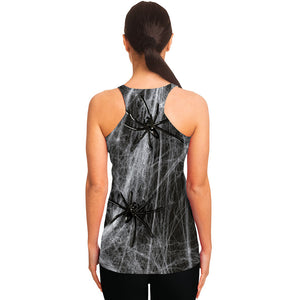 Toy Spiders And Cobweb Print Women's Racerback Tank Top