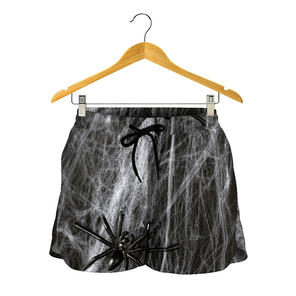 Toy Spiders And Cobweb Print Women's Shorts