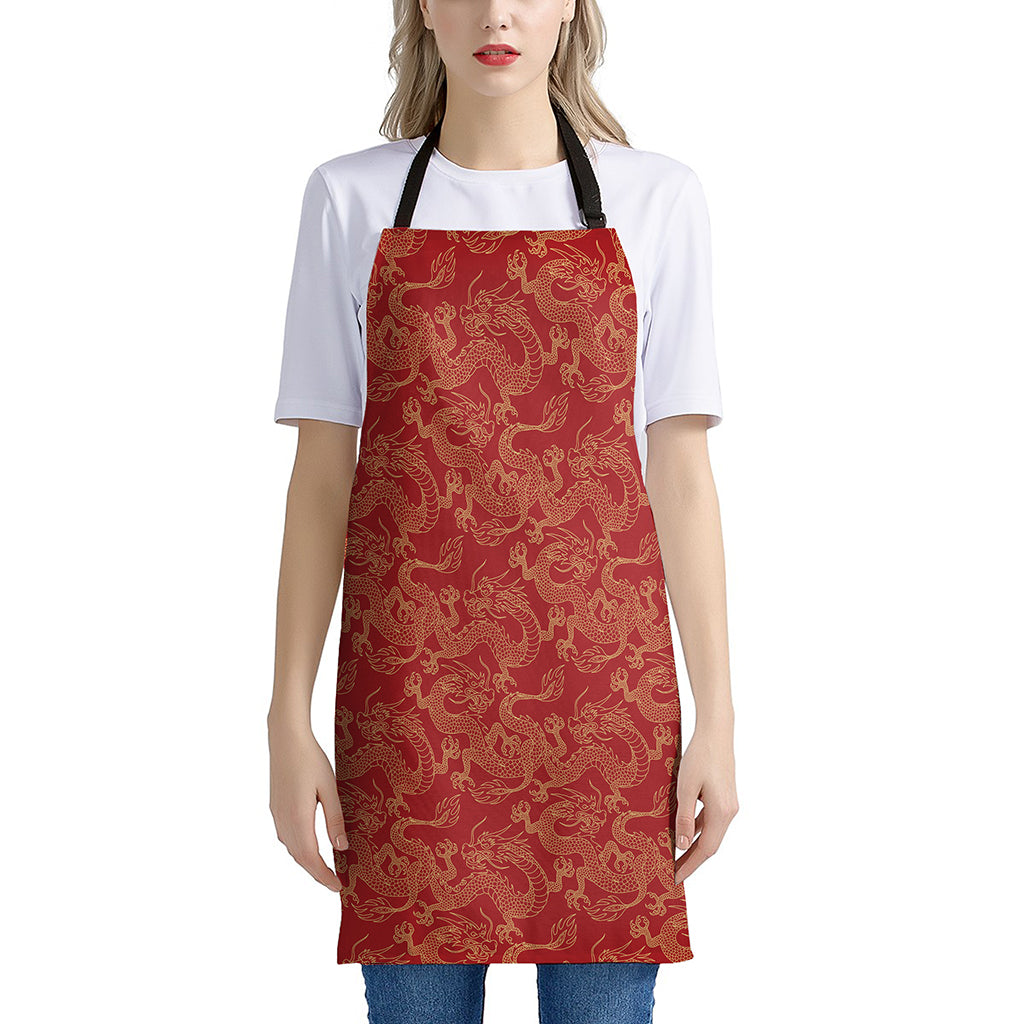 Traditional Chinese Dragon Pattern Print Apron