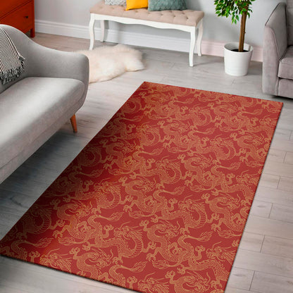 Traditional Chinese Dragon Pattern Print Area Rug