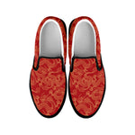 Traditional Chinese Dragon Pattern Print Black Slip On Shoes