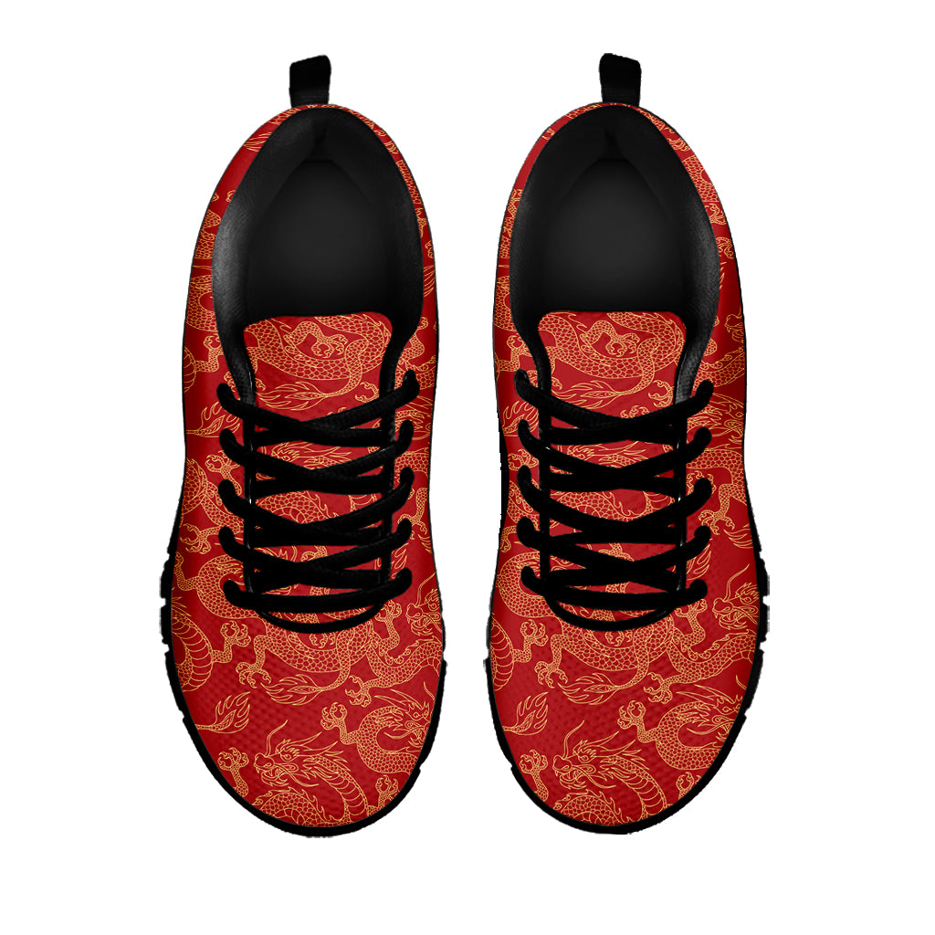 Traditional Chinese Dragon Pattern Print Black Sneakers