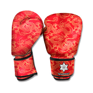 Traditional Chinese Dragon Pattern Print Boxing Gloves