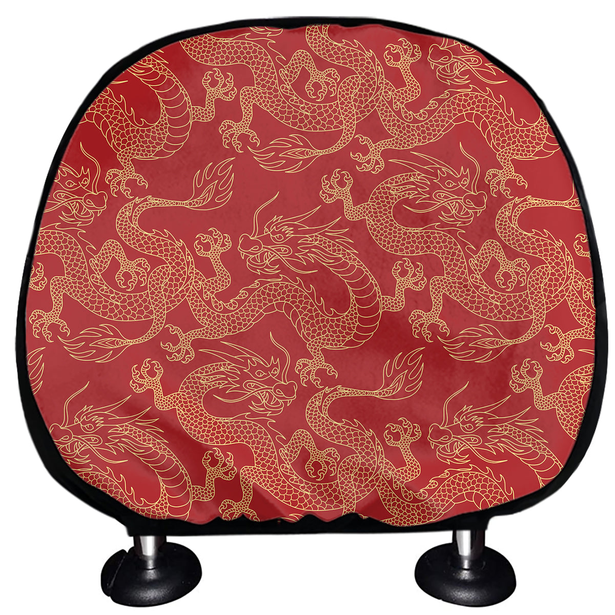 Traditional Chinese Dragon Pattern Print Car Headrest Covers