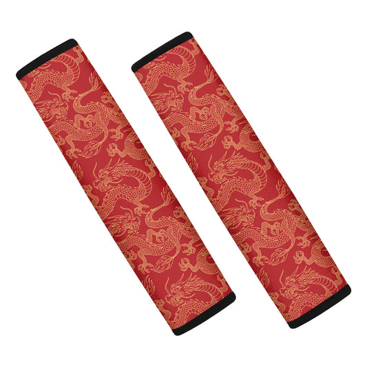 Traditional Chinese Dragon Pattern Print Car Seat Belt Covers