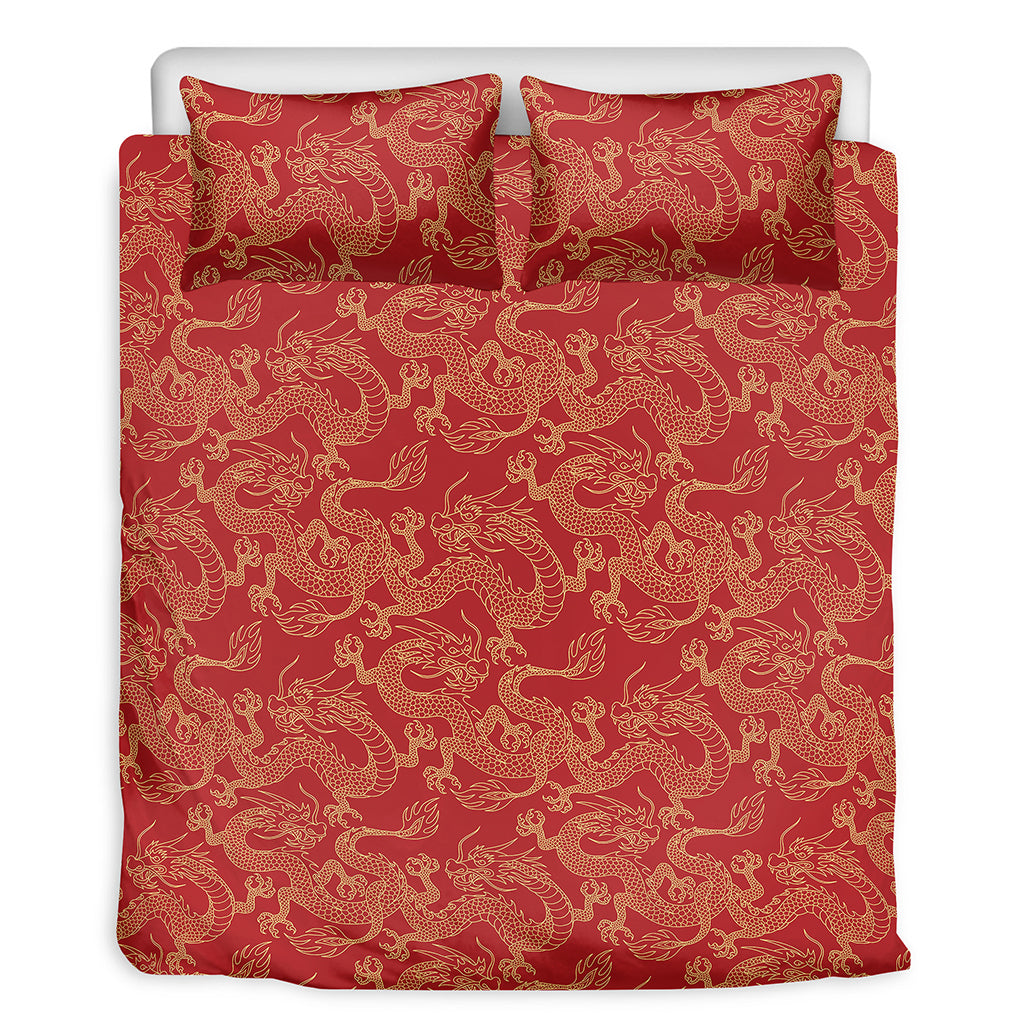 Traditional Chinese Dragon Pattern Print Duvet Cover Bedding Set