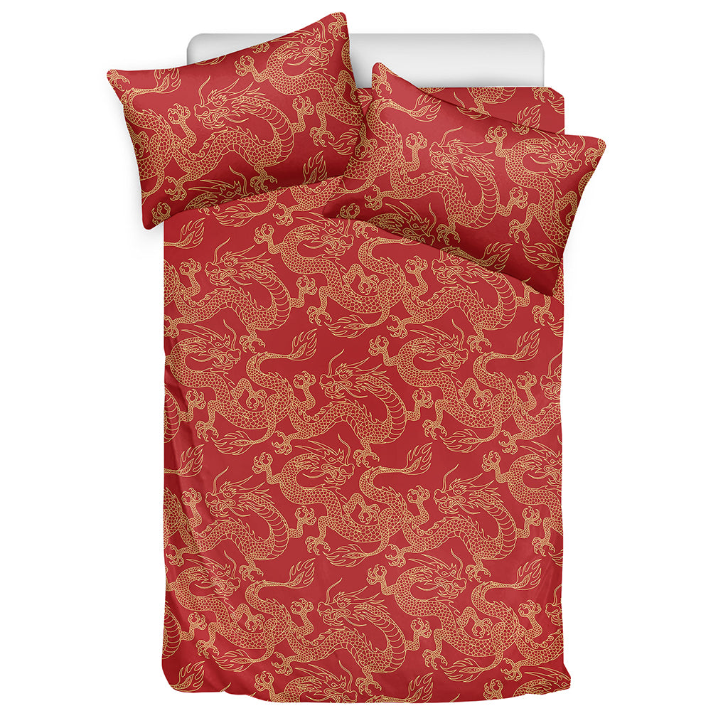 Traditional Chinese Dragon Pattern Print Duvet Cover Bedding Set