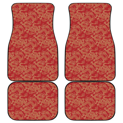 Traditional Chinese Dragon Pattern Print Front and Back Car Floor Mats