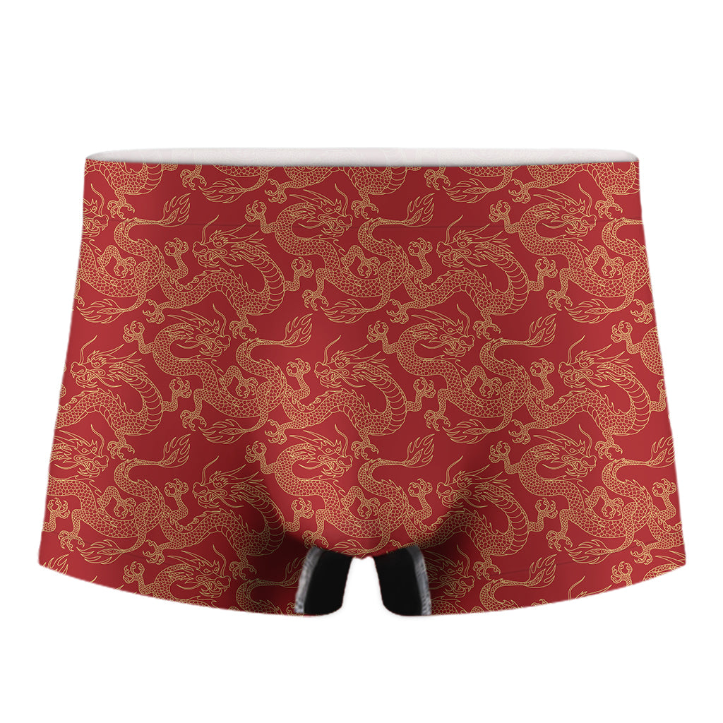 Traditional Chinese Dragon Pattern Print Men's Boxer Briefs
