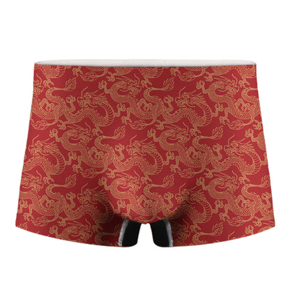 Traditional Chinese Dragon Pattern Print Men's Boxer Briefs