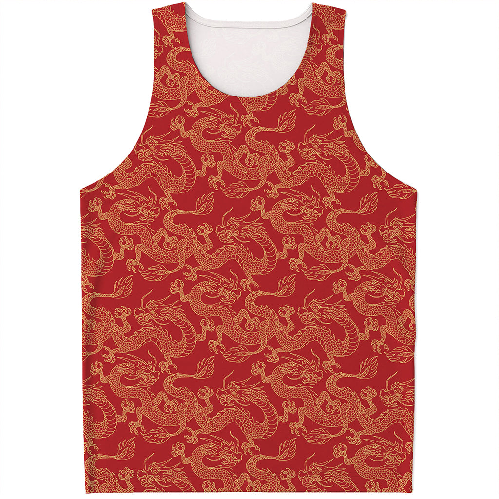 Traditional Chinese Dragon Pattern Print Men's Tank Top