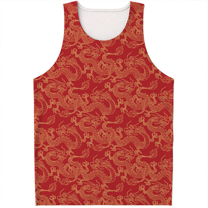 Traditional Chinese Dragon Pattern Print Men's Tank Top