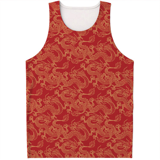 Traditional Chinese Dragon Pattern Print Men's Tank Top