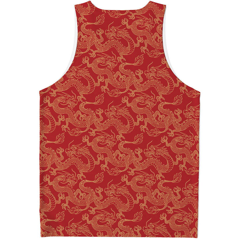 Traditional Chinese Dragon Pattern Print Men's Tank Top