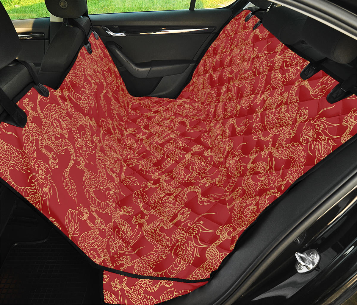 Traditional Chinese Dragon Pattern Print Pet Car Back Seat Cover
